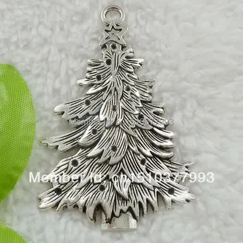 24 stykker antik sølv juletræ charms vedhæng 68x44mm #191