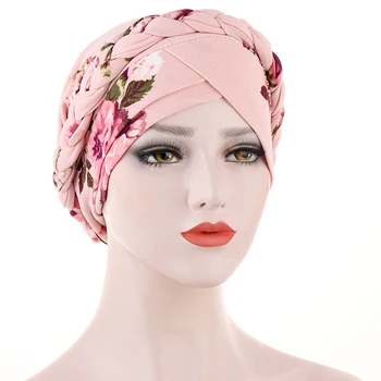Muslimske Kvinder Flettet Hat Huer Skullies Perlebesat Kræft, Kemo Cap Turban, Tørklæde Wrap-Islamiske Arabiske Bonnet Hårtab Hat Mode