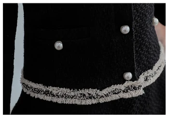 Elegant Tweed Passer til To-delt Sæt Kvinder Efterår Mode-Knappen for Enkelt-Breasted Uldne Jakke Frakke + Høj Talje A-Line Mini-Nederdele