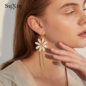 SuXin øreringe 2020 ny enkel blomst kvast temperament øreringe til kvinder krystal vedhæng øreringe smykker gaver
