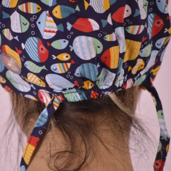 UNISEX,krat caps med knapper,Medicinsk bonnet for kirurgi, krat hat,Bouffant cap, Kirurgisk cap,Sygeplejerske cap, bomuld bonnet