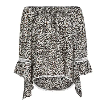 Leopard Chiffon Blouse Kvinder Sexet Off Skulder Sommer Skjorte Dame Toppe Og Bluser Damer Bluser Top Blusas Mujer De Moda 2020