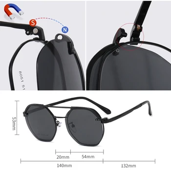 Pink spejl Polariserede Solbriller Kvinder ' s Nye alloy magnet clip-on solbriller mode Gennemsigtige Briller 2020 oculo