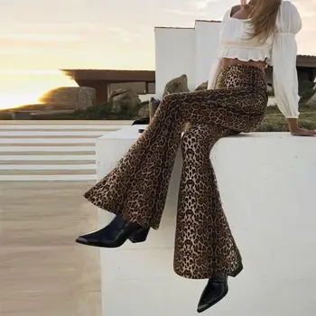 Nye Mode, Kvinder, Dyr, Leopard Print Bukser Med Høj Talje Kvinde, Blusser Bukser, Mode, Street Wear