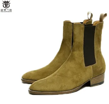 2019 FR.LANCELOT luksus mærke print læder støvletter af ægte læder chelsea støvler print ankel støvler-mænd mode støvler til efteråret