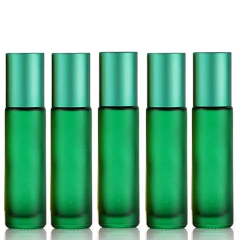 5pcs 10ml Bærbare Matteret Grønt Glas Roller Æterisk Olie, Parfume Flasker Tåge Container Rejse til Genopfyldning Rollerball Hætteglas