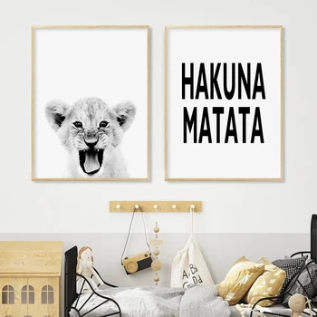 Plakater og Prints i Sort og Hvid Afrikanske Dyr Lærred Malerier Væg Kunst Billeder for Børn Værelses Hjem Dekorative Uden Ramme