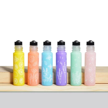 6 Stk Flerfarvet Mini-Plating Glas Bolden Parfume Æteriske Olie Flaske Rustfrit Stål Kugle Massage Eye Cream Roller Ball flaske