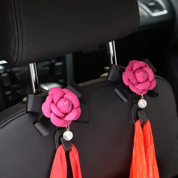 2stk/masse Camellia Blomster autostol Tilbage Kroge Bøjler Arrangør Hovedstøtte Mount Opbevaring Kroge Klip, Styling Tilbehør til Bilen