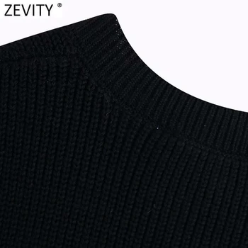 Zevity Kvinder Mode V Hals Sort Farve-Strik Sweater Kvindelige Smart Ærmeløs Vest Afslappet Slank Pullovere Toppe S582