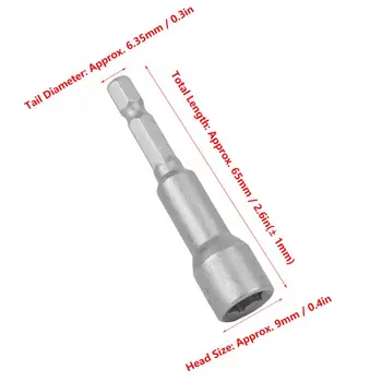 5pcs Magnetiske Hex Socket Værktøj Stål Elektrisk Skruetrækker med Magnetisk Boret Adapter 9mm skruetrækker bit