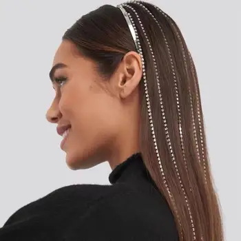 Fashionable lang kvast hovedbøjle Rhinsten Smykker egnet til kvindelige brude crystal hovedbeklædning med en samlet længde 42cm