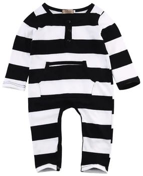 6M-2Y Baby Zebra Stribe Rompers Hvid Sort Stribet Unisex Baby Kostume Spædbarn langærmet Baby Jumpsuit Piger Tøj