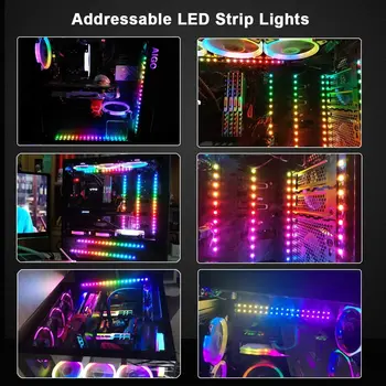 WS2812b RGB LED Strip til ASUS AURA SYNC / MSI Mystiske Lys Sync / GIGABYTE RGB Fusion 2.0 (5V 3 Pin adresserbare LED overskrifter)