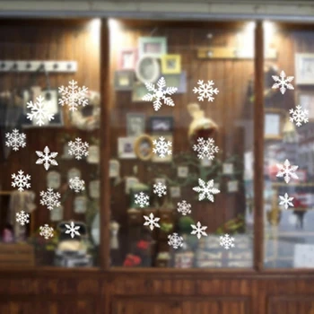 27Pcs Jul Snowflake Vindue Klistermærke Jul Wall Stickers Værelses vægoverføringsbilleder Julepynt til Home Nye År 2021