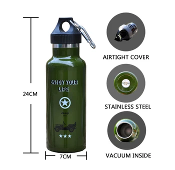 Offentlig Militære Flaske med Stor Kapacitet Vandring Camping lækagetætte Tour vandflaske 550ml Isoleret Bærbare Aluminium flaske