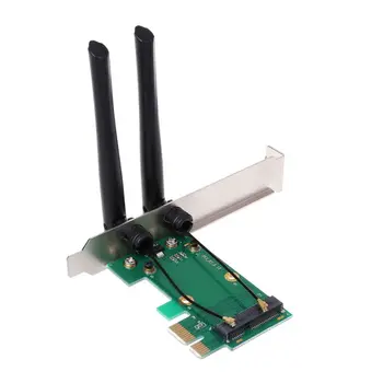 NoEnName_Null Høj Kvalitet Trådløst Netværk, WiFi-Kort Mini-PCI-E Hurtig til PCI-E-Adapter 2 Antenne Ekstern PC