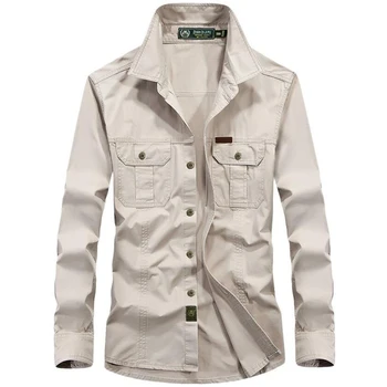 Bomuld langærmet Shirt til Mænd Foråret Efteråret Casual Business Fuld Ærmer Kjole Militær Uniform Shirt Plus Size 5XL6XL