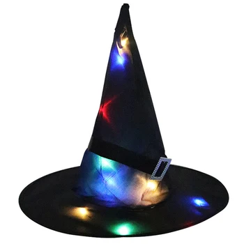 5pcs /set Halloween rekvisitter Heks hat Lysende cap Halloween Fest Kostumer tilbehør til Halloween Witch Hat