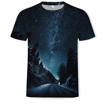 2020 natur astroworld mænd er T-shirts, 3D-print nattehimlen stjernehimmel træer landskab kortærmet T-shirt afslappet sommer O-hals top mænd