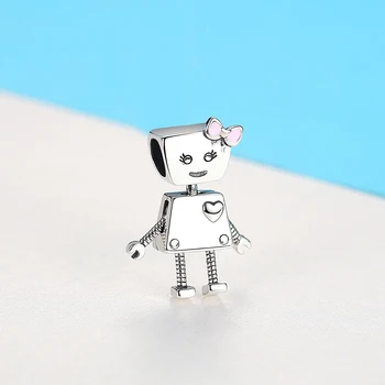 Europæiske 925 Sterling Sølv Perler Dyr Hund MOM Heart Tree Robot Perler Charms Passer til Pandora Armbånd DIY Smykker at Gøre