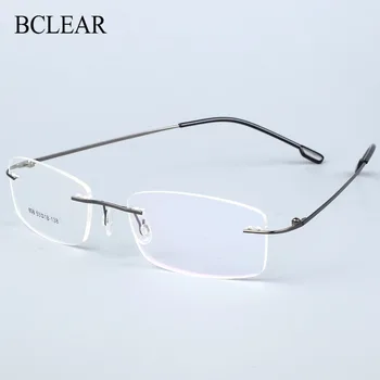 BCLEAR Titanium Legering Uindfattede Briller Ramme Mænd Ultralet Recept Nærsynethed Optiske Briller Mandlige Rammeløse Brillerne 6 farve