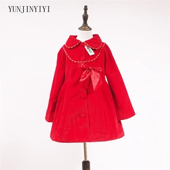 Nye koreanske version af den vinter pige jakke bow lace kanin cashmere i børns pels revers uld windbreaker