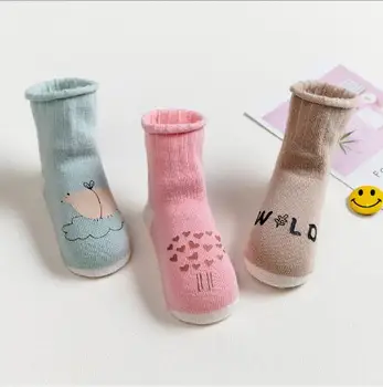 3pairs pack 0-5års Efteråret og vinteren søde tilbehør til baby drenge piger trykte tegneserie nyfødte sokker