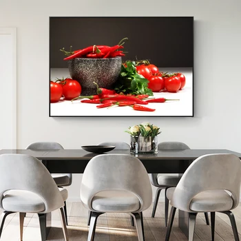 Tomater Og Peberfrugter, Væg Kunst Print På Lærred Realist Køkken Væg Plakater Og Prints Modulære Billeder Til Køkken Værelse Cuadros