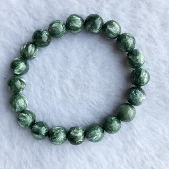 Høj Kvalitet Naturlige Ægte Grøn Seraphinite Strække Færdig Mænds Armbånd Runde beads 10mm 05152