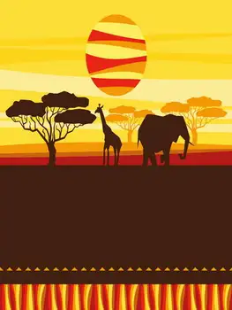 Custom vinyl klud Afrika dyr solnedgang fotografering baggrunde for børn foto studie portræt baggrunde