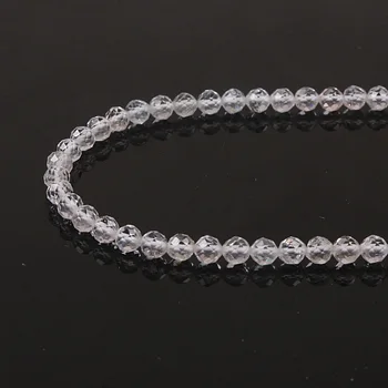 2 mm 3 mm Naturlig Hvid Topas Runde Facetslebne Gennemsigtig Ædelsten Løse Perler DIY Tilbehør til Smykker Halskæde Armbånd Gør