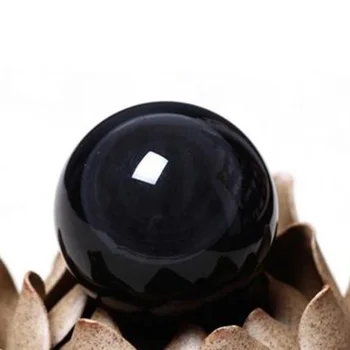 40mm Sjælden Naturlig Sort Obsidian Kugle med Krystal Kugle, Healing Sten For Hjemmet Dekorative bold