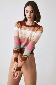 Trendyol Farverige Stribet Strik Sweater TWOAW21KZ2532