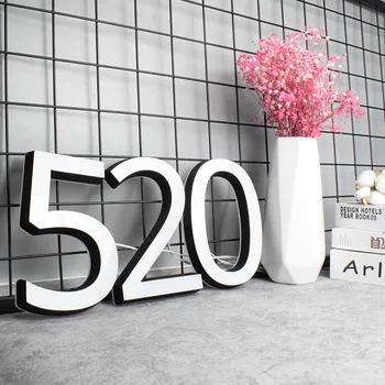 Akryl Mini Hus Tallene 0-9 ABC 3D Moderne Told udendørs Plader i Rustfrit Stål Brev Tegn Adresse Nummer til lejligheden