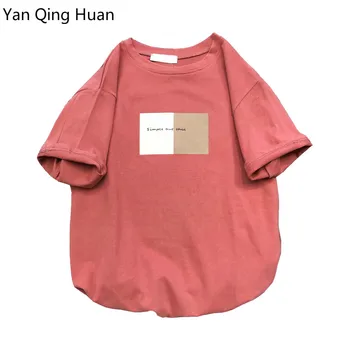 Qing Yan Huan Nye Enkle Alfabet Udskrivning Harajuku T-shirt Kort Ærme Student T-shirt til Sommeren Løs Fritid Style t-Shirts Toppe