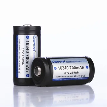 2 stk Originale KeepPower 16340 batteri 700mAh beskyttede batterier, genopladelige li-ion-batteri 3,7 V P1634C drop shipping