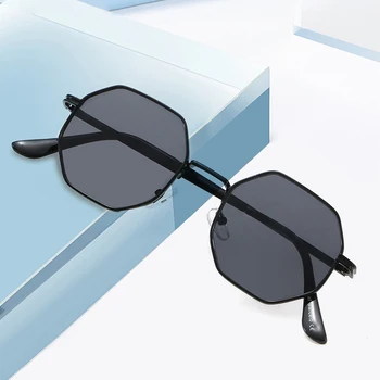 2021 Retro polygon solbriller Mænd Kvinder Luksus pink Linse Runde Solbriller Vintage Lille ramme Spejl farve solbriller