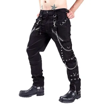 YK023 Mænd Gotiske Bukser Punk Rock Nitter Fragt Mave Kontrasterende Bukser Personlig Casual Bukser