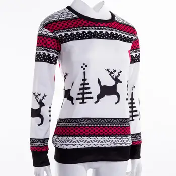 Jul Sweater Winter Classic Hjorte Trykt Strikkede Pullovers Plus Size Streetwear Lange Ærmer Kausale Jumpere