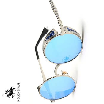 NEJ.ONEPAUL Høj Kvalitet UV400-Brillerne Metal Steampunk Solbriller Mænd, Kvinder Mode Runde Briller Brand Design Vintage Solbriller