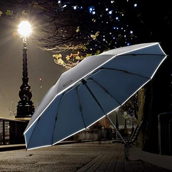 Anti-UV folde automatisk paraply 10k Vinyl regntæt vindtæt reflekterende paraply Regn Skab Mænd Og Kvinder med Dobbelt Anvendelse Dobbeltværelse