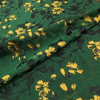 HLQON Høj kvalitet trykt garn, der er farvet jacquard brocade polyester grønt stof, der bruges til væv kvinder kjole tøj, patchwork