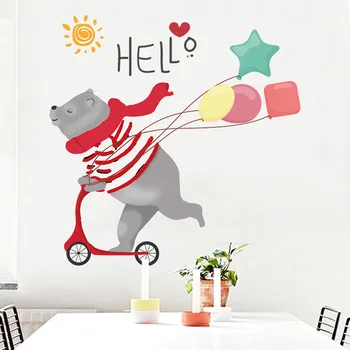 Søde Skateboard Bære Wall Stickers DIY Tegnefilm Dyr med Hjem Indretning til børneværelset Børnehave Decortaion Plakat Tapet Hjem Decals
