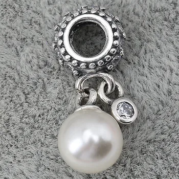 Ægte 925 Sterling Sølv Charm Mode Pearl Krystal Vedhæng Af Perler Til Oprindelige Pandora Armbånd & Armbånd Smykker