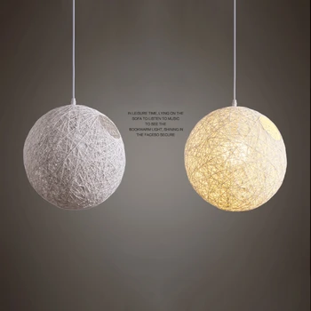 Spanskrør og Hamp Bolden Lysekrone Individuelle Kreativitet Sfæriske Rattan Reden Lampeskærm 20 cm