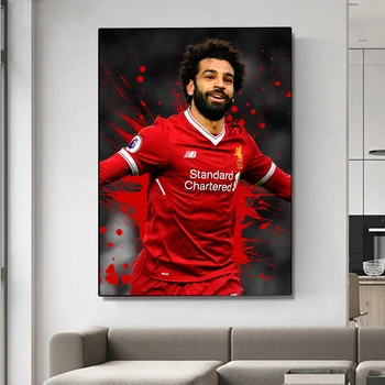 Fodbold-Stjerne Mohamed Salah Plakater Kunst Lærred Maleri Liverpool FC Motto Vintage Print Fodbold Billeder Kids Room Wall Art
