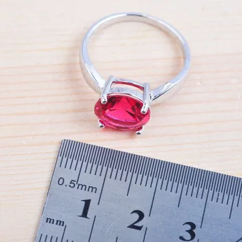 Russisk Stil Kvinders Bryllup Dubai Smykke Sæt Klassiske Runde Rose Rød Krystal Ring, Halskæde Og Øreringe Kostume Sæt QZ0221