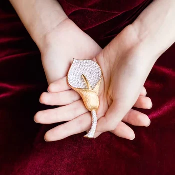 Amorita boutique-guld farve krystal plante Brocher for kvinder