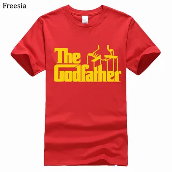 Nye mænd print T-shirt filmen Godfather kort-langærmet T-shirt med rund hals bomuld ensfarvet T-shirt i tynd flad klud mode